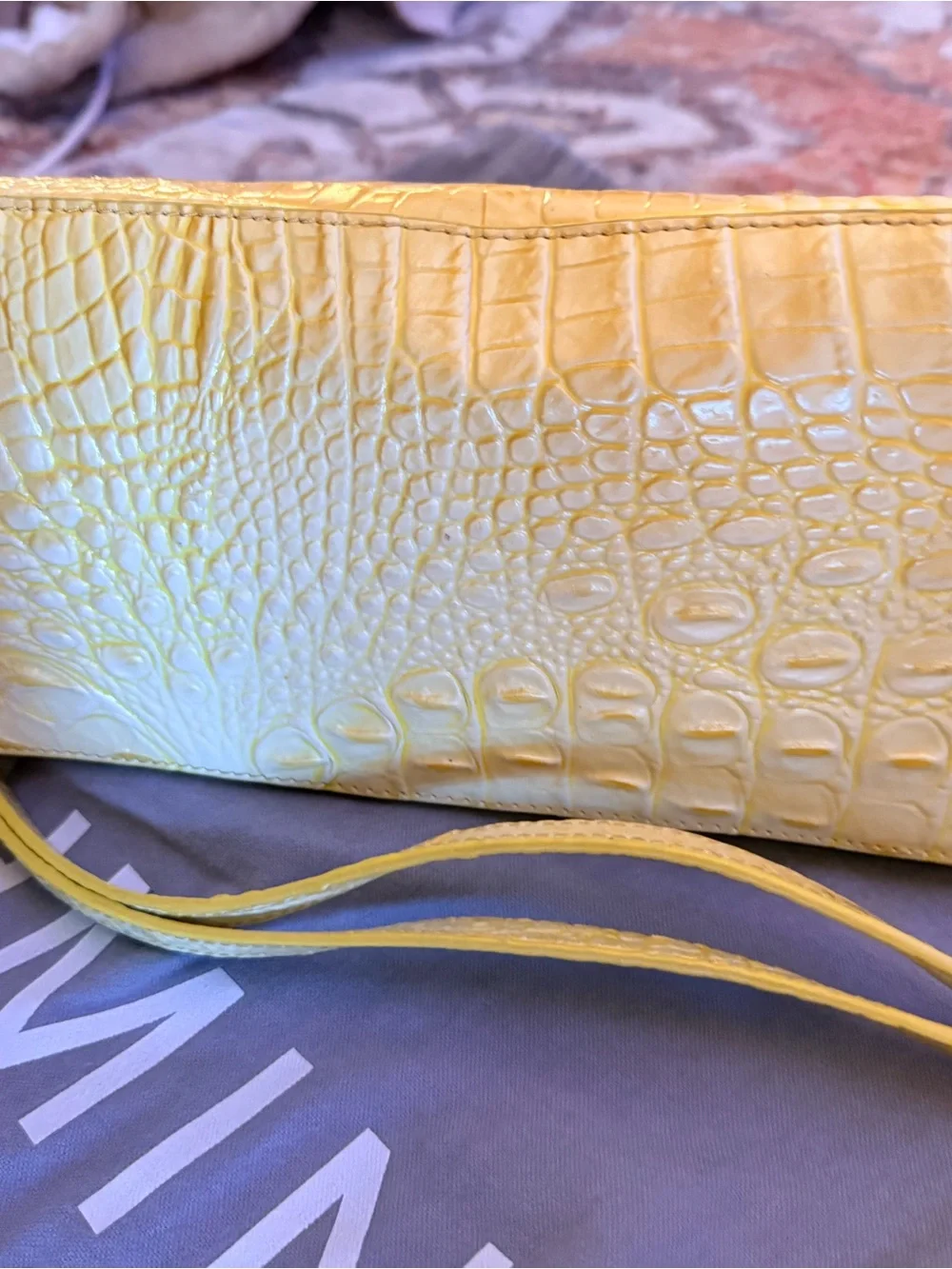 Brahmin Lemon Croc-Embossed Leather Satchel
